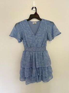 Japna Baby Blue V-Neck Tiered Mini Jumper (looks like a dress)!